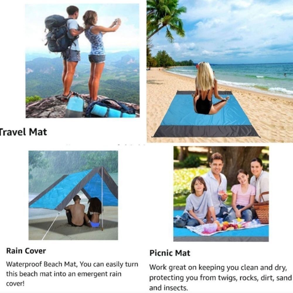 New Beach Blanket Blue Lightweight Nylon Summer Blanket